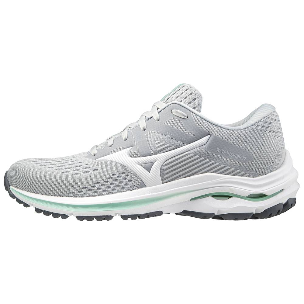 Mizuno Women's Wave Inspire 17 D (Wide) Running Shoes Grey/White (411312-VRS)